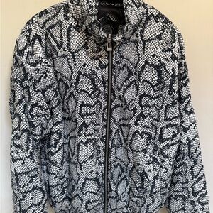 Urban Outfitters Black & White Snake-Print Bomber Jacket